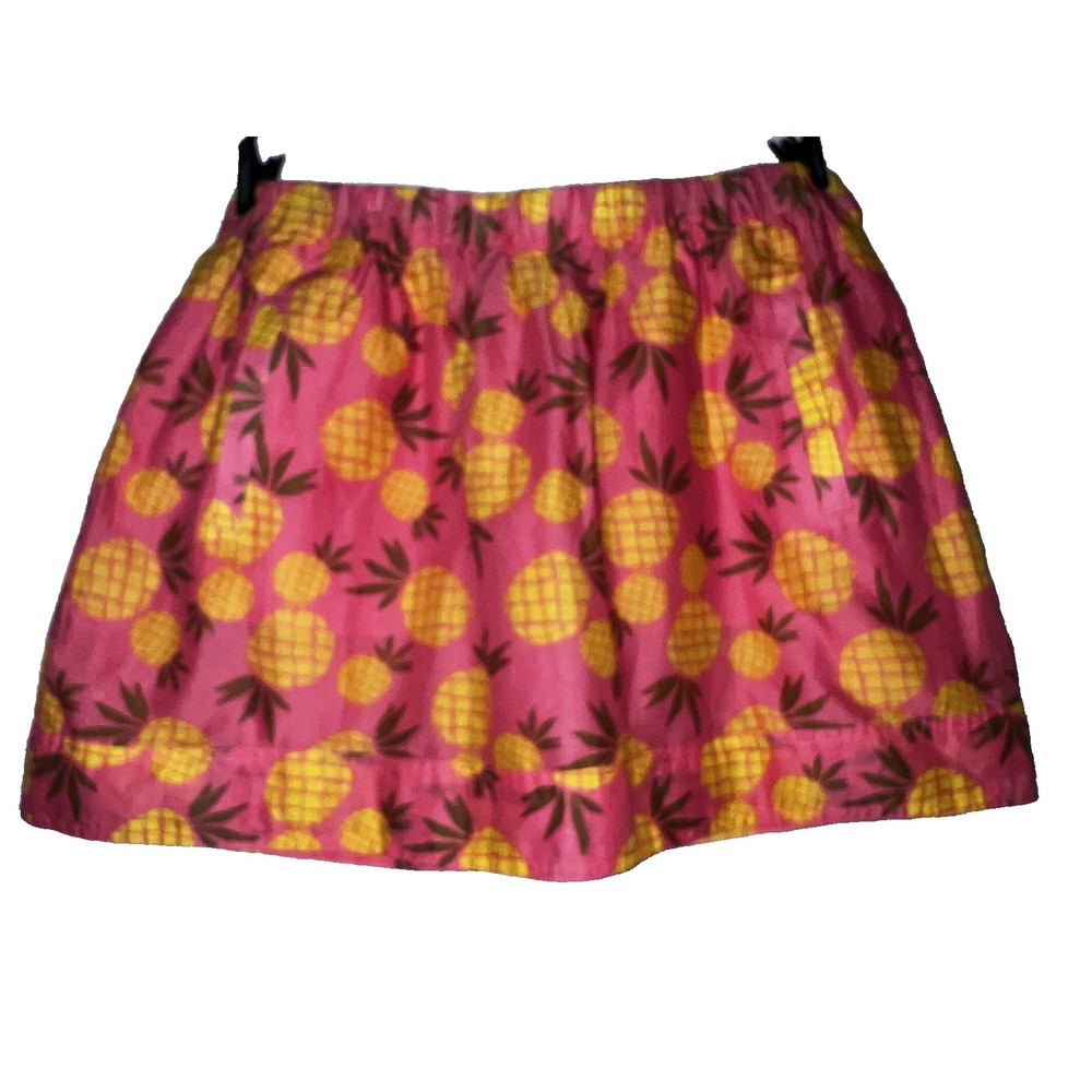 J. Crew Pink Pineapple Print Elastic Waist Skirt Women's Size L Summer Casual - Picture 4 of 8